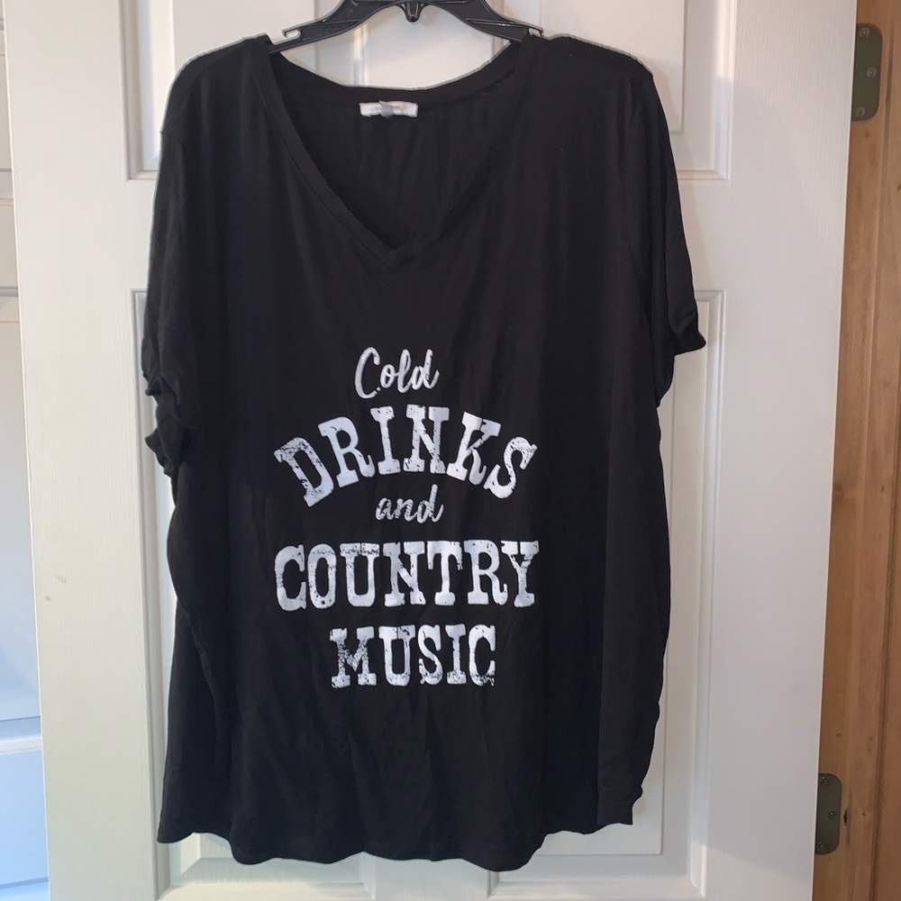 Maurices Black Short Sleeve Tee with White Print